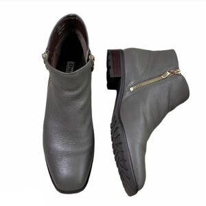 Dune London Grey Leather Zip Up Porta Chelsea Boots SZ 39